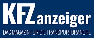 Logo von KFZanzeiger mit weißer Schrift auf dunkelblauem Hintergrund.